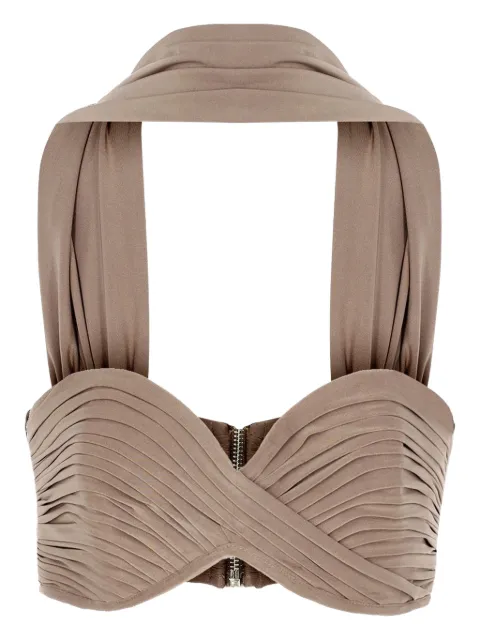 The New Arrivals Ilkyaz Ozel pleated halterneck top