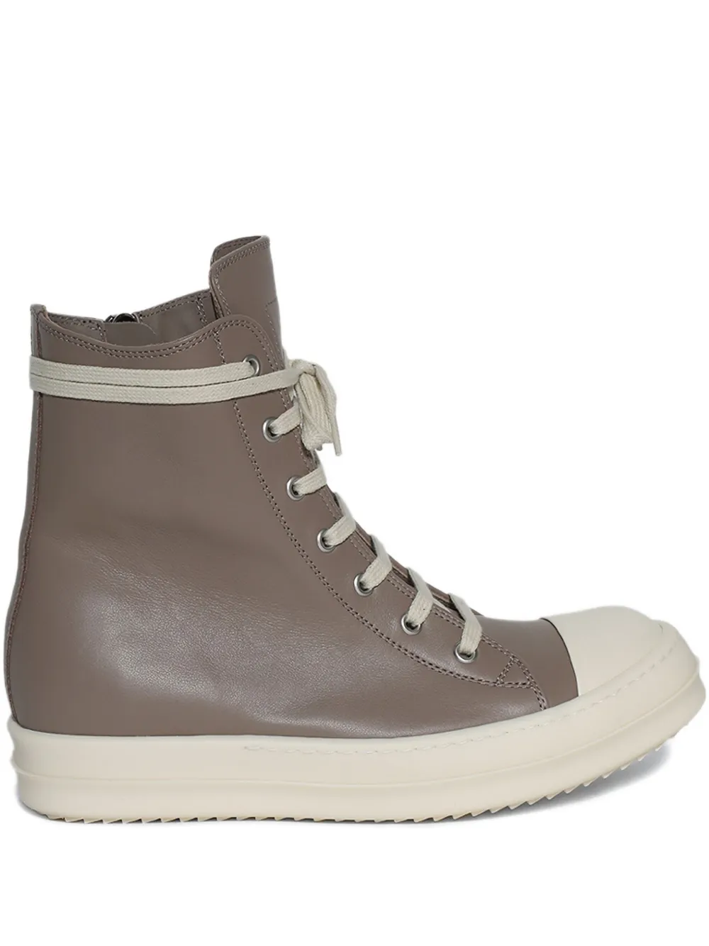 Rick Owens leather zip-fastening high-top trainers Brown