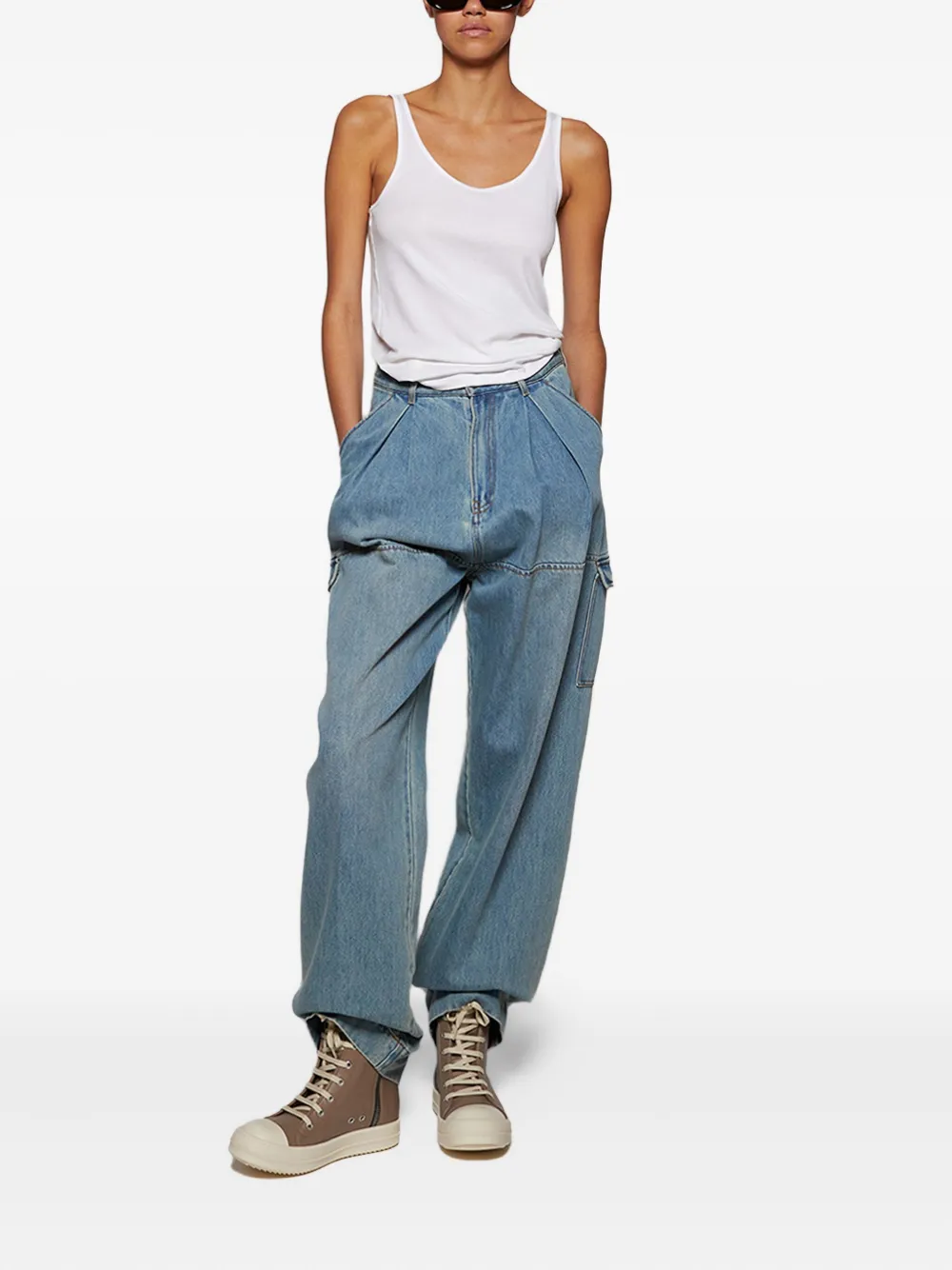 Rick Owens Leren high-top sneakers met ritssluiting Bruin