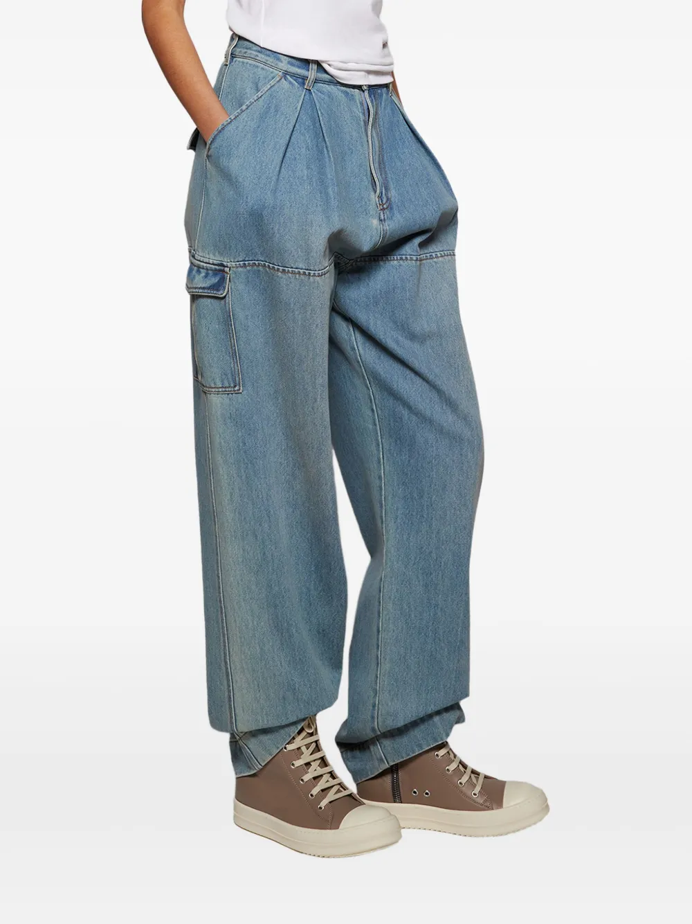 Rick Owens Leren high-top sneakers met ritssluiting Bruin