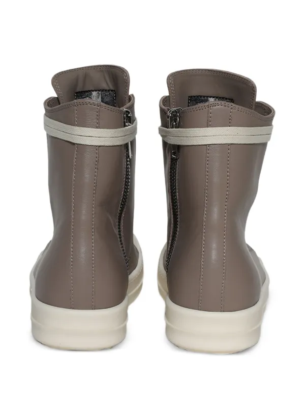 Rick Owens Leather zip-fastening high-top Trainers | Brown