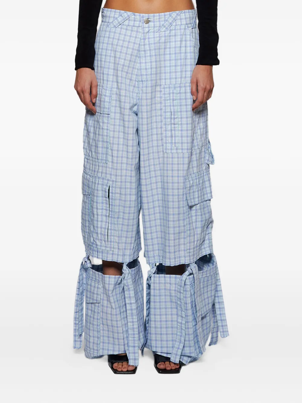 Natasha Zinko checked-pattern cargo trousers Blauw