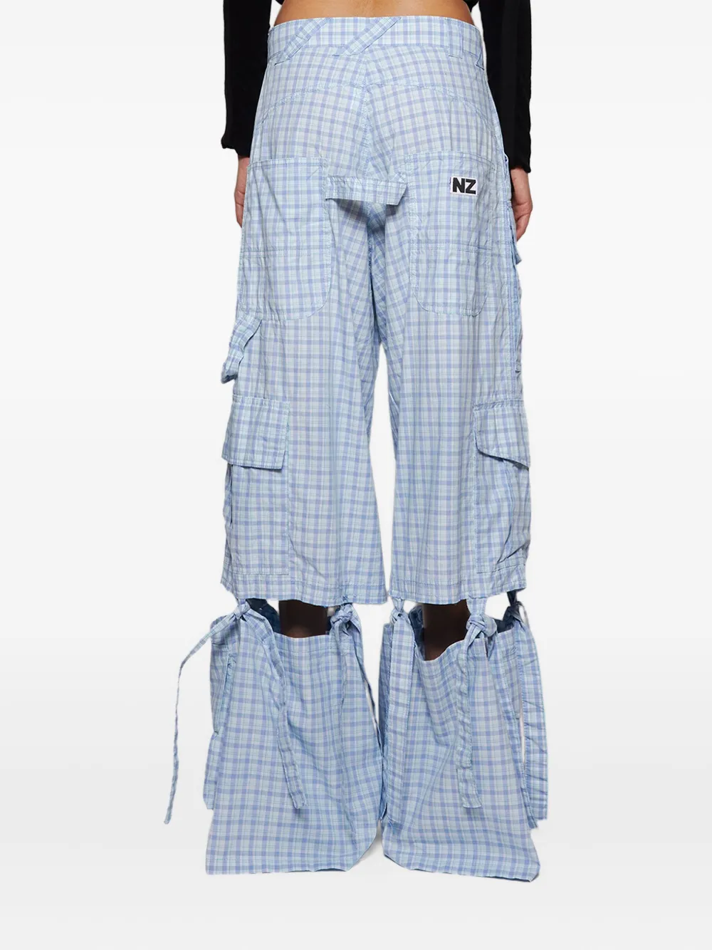 Natasha Zinko checked-pattern cargo trousers Blauw