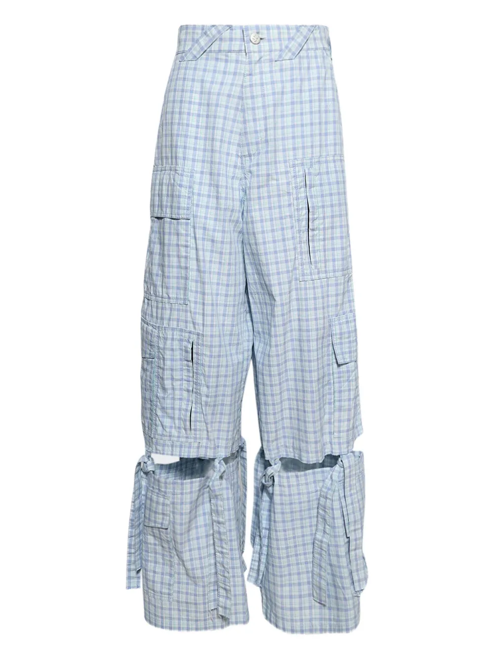 Natasha Zinko checked-pattern cargo trousers Blauw