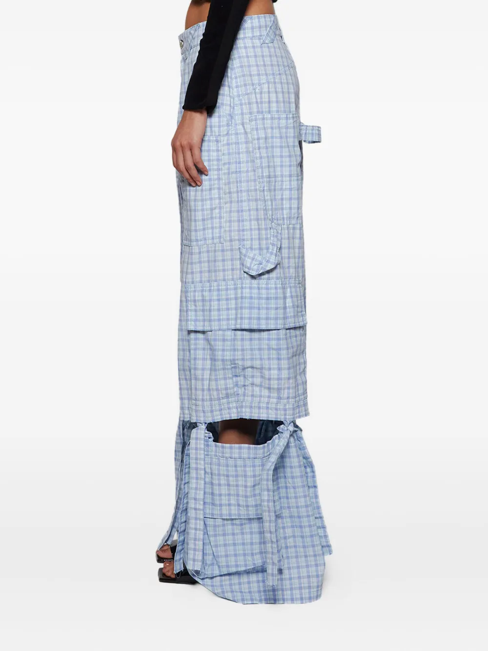 Natasha Zinko checked-pattern cargo trousers Blauw
