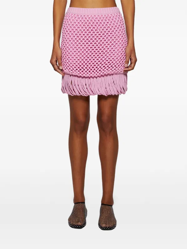 Diotima Fringe Knitted Mini Skirt Pink FARFETCH