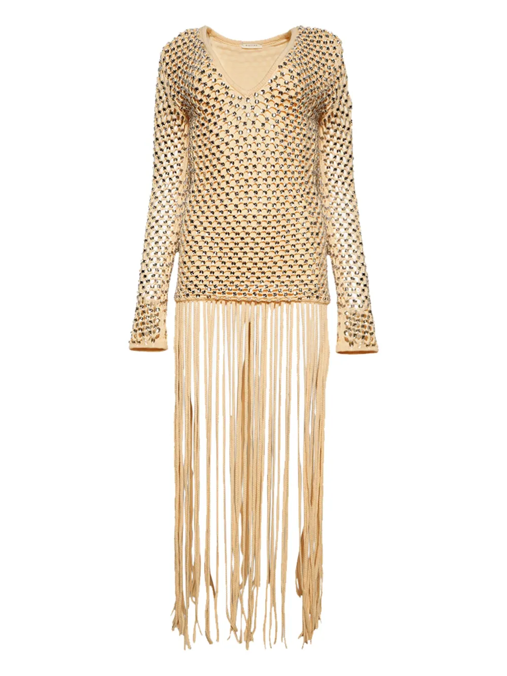 diotima sequins-embellished fringe maxi dress - ニュートラル diotima sequins-embellished fringe maxi dress - ニュートラル