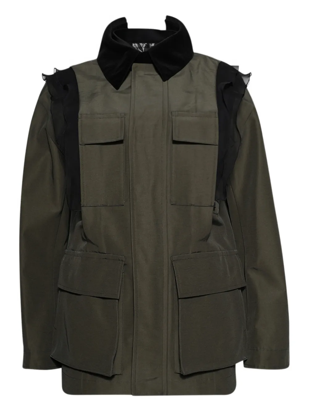 sacai ruffled jacket - Verde