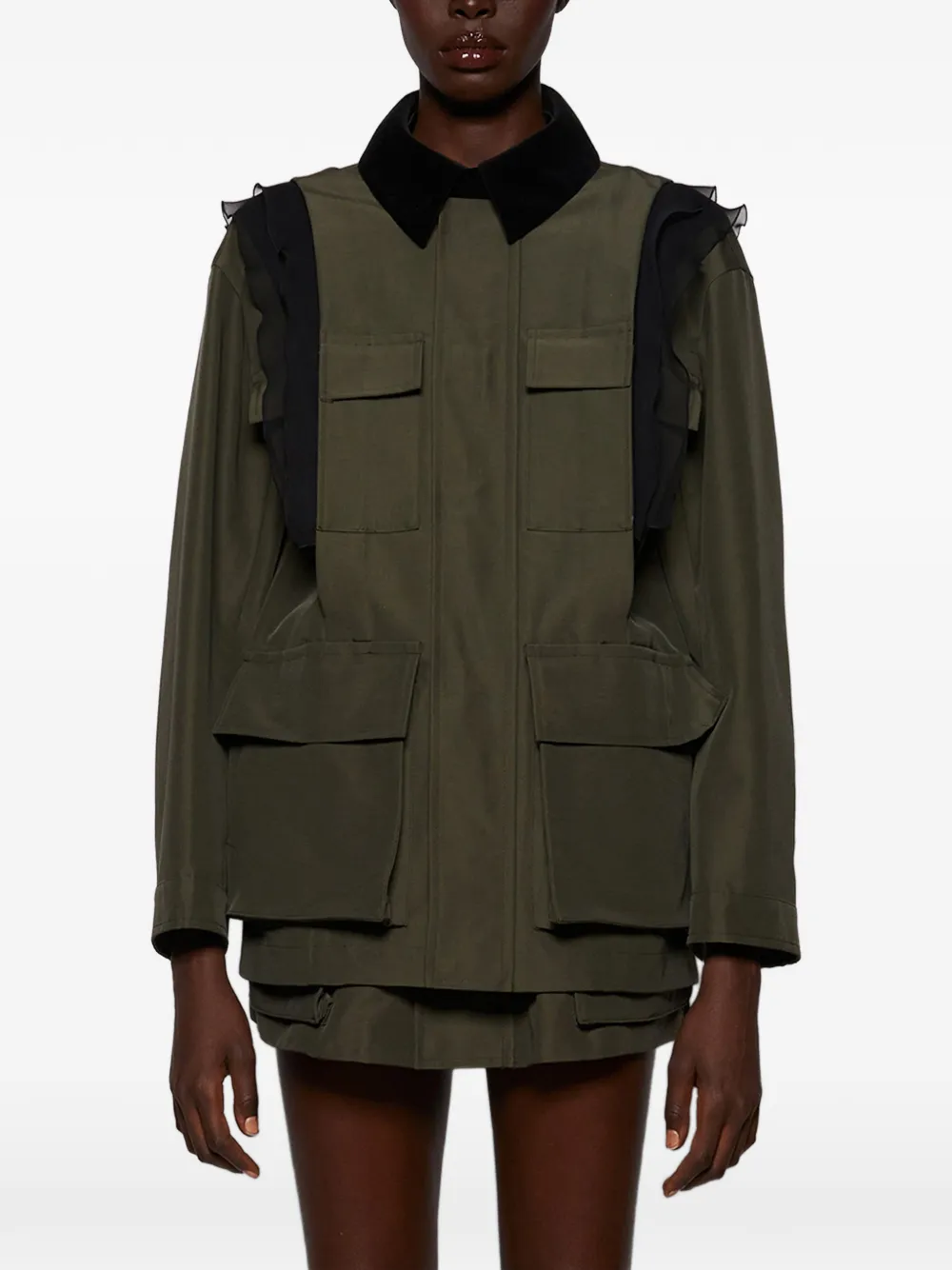  Sacai Ruffled Jacket - Green 