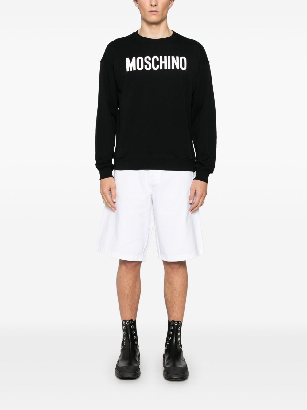 Moschino Trui met logoprint - Zwart