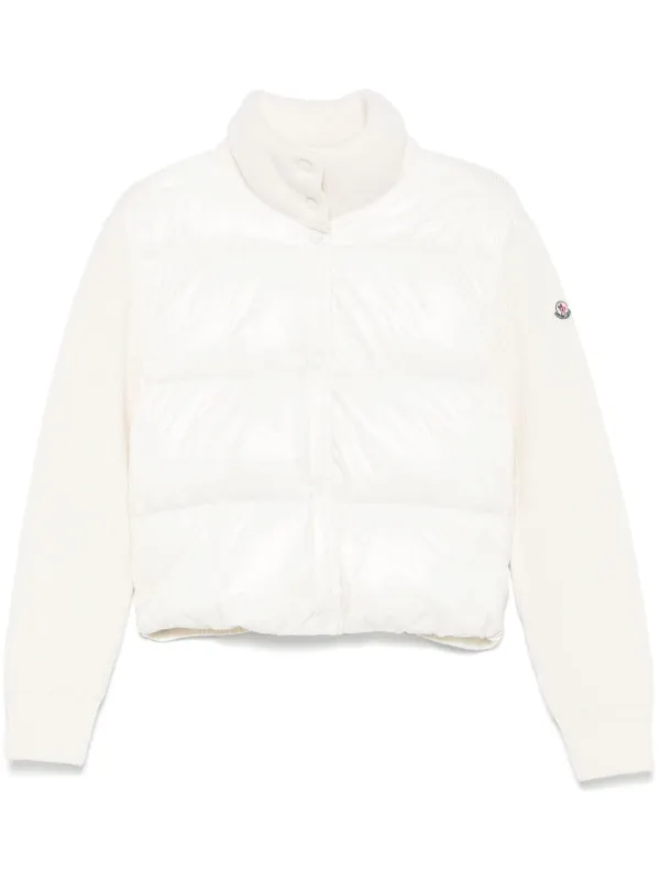 美品✨MONCLERモンクレール　アルパカ混　ケーブルニット ホワイト　M相当 MONCLER モンクレール ニットブルゾン CARDIGAN TRICOT トリコ