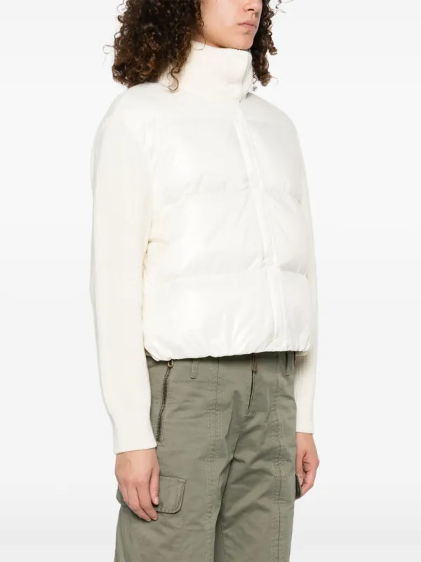 ☆MONCLER☆ ダウンパネル×ウールニットジャケット♪ Moncler ニットパネル ジャケット | ホワイト | FARFETCH JP