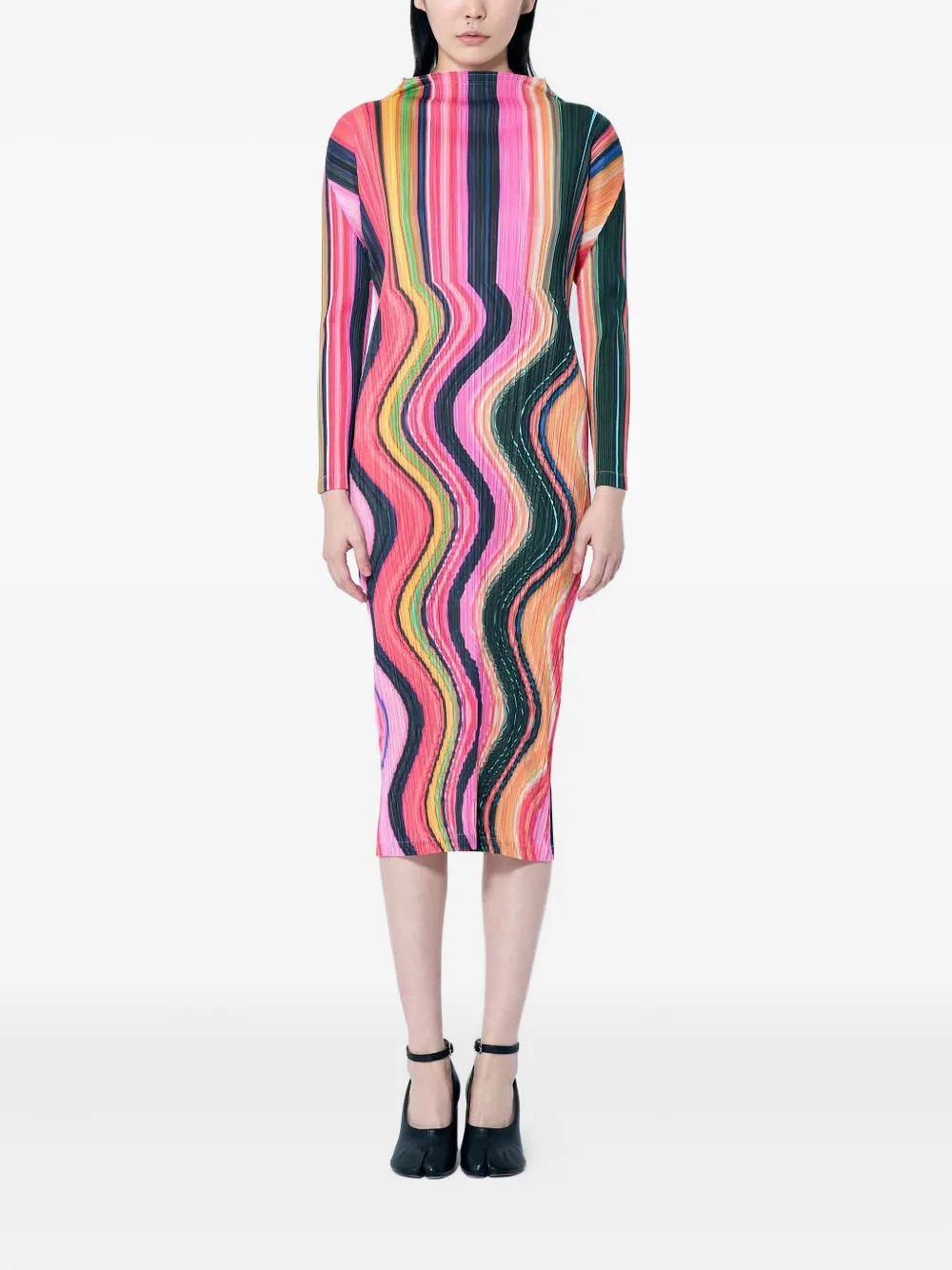 Issey Miyake Multicolor Warp Maxi Dress In Pink