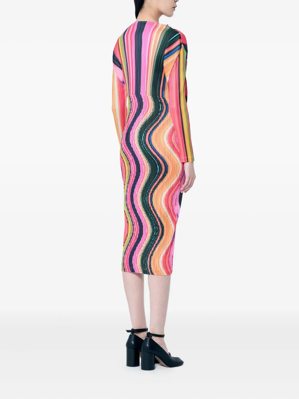 Issey Miyake Multicolor Warp Maxi Dress In Pink