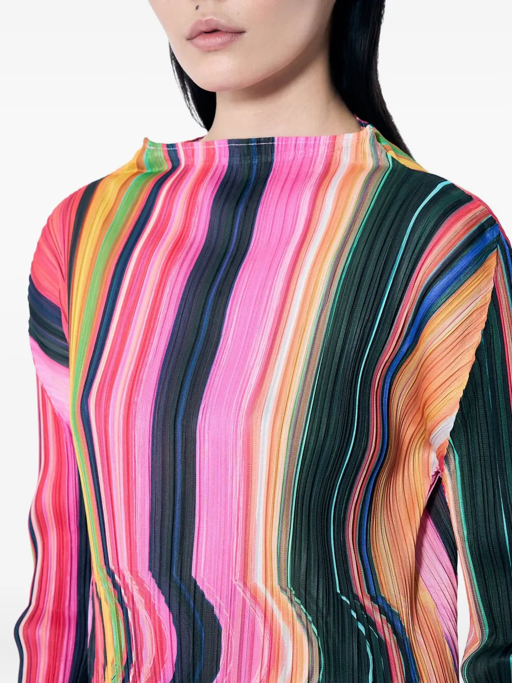 Issey Miyake Multicolor Warp Maxi Dress In Pink