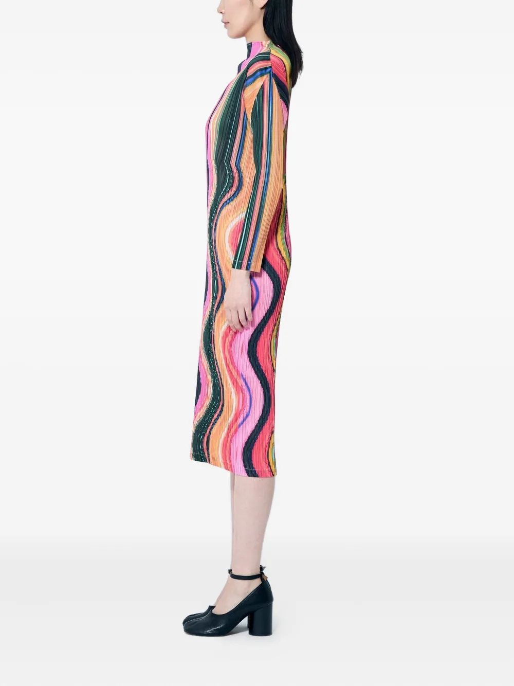Issey Miyake Multicolor Warp Maxi Dress In Pink