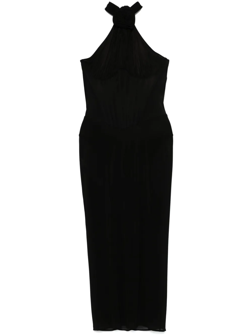 Magda Butrym vestido midi traslúcido con cuello halter | negro | Image 1