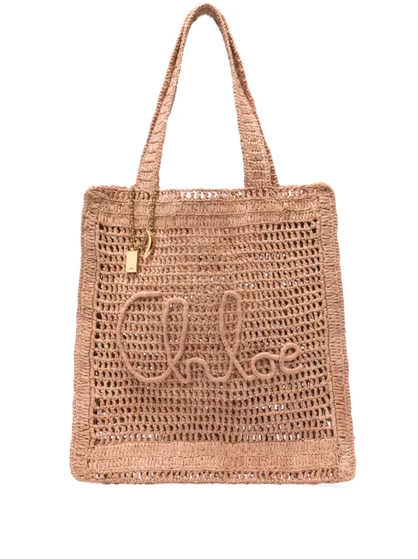 トートバッグ CHLOE SMALL SUMMER BANANA TOTE BAG IN BROWN Summer Banana Small raffia tote bag in brown - Chloe | Mytheresa