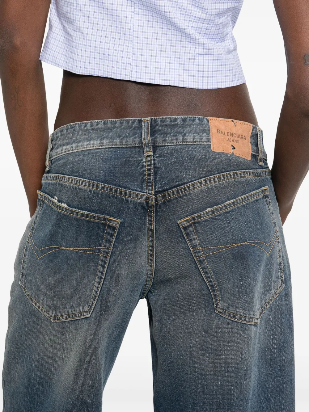 Balenciaga Jeans met logopatch Blauw