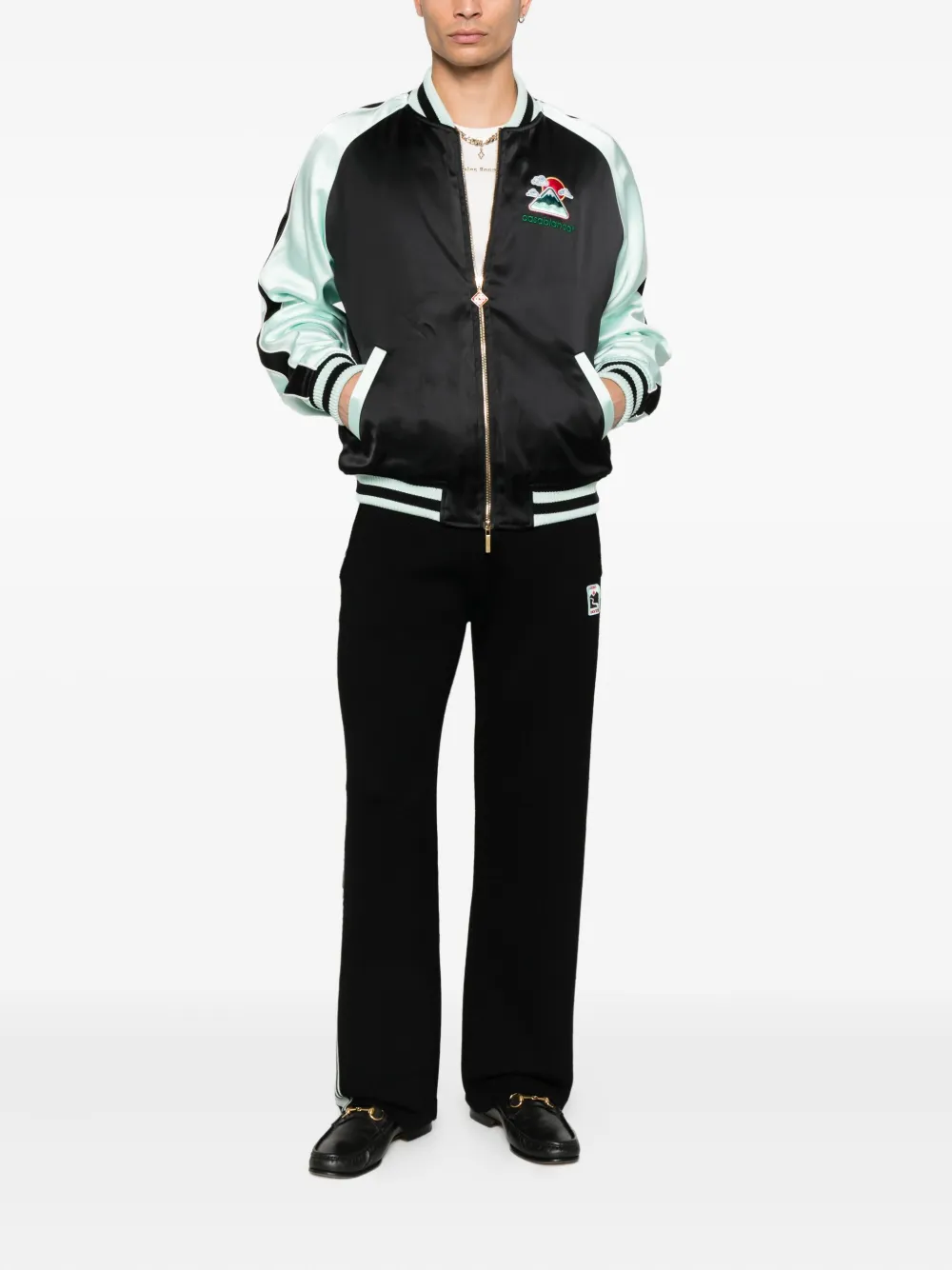 Casablanca embroidered-logo bomber jacket Zwart
