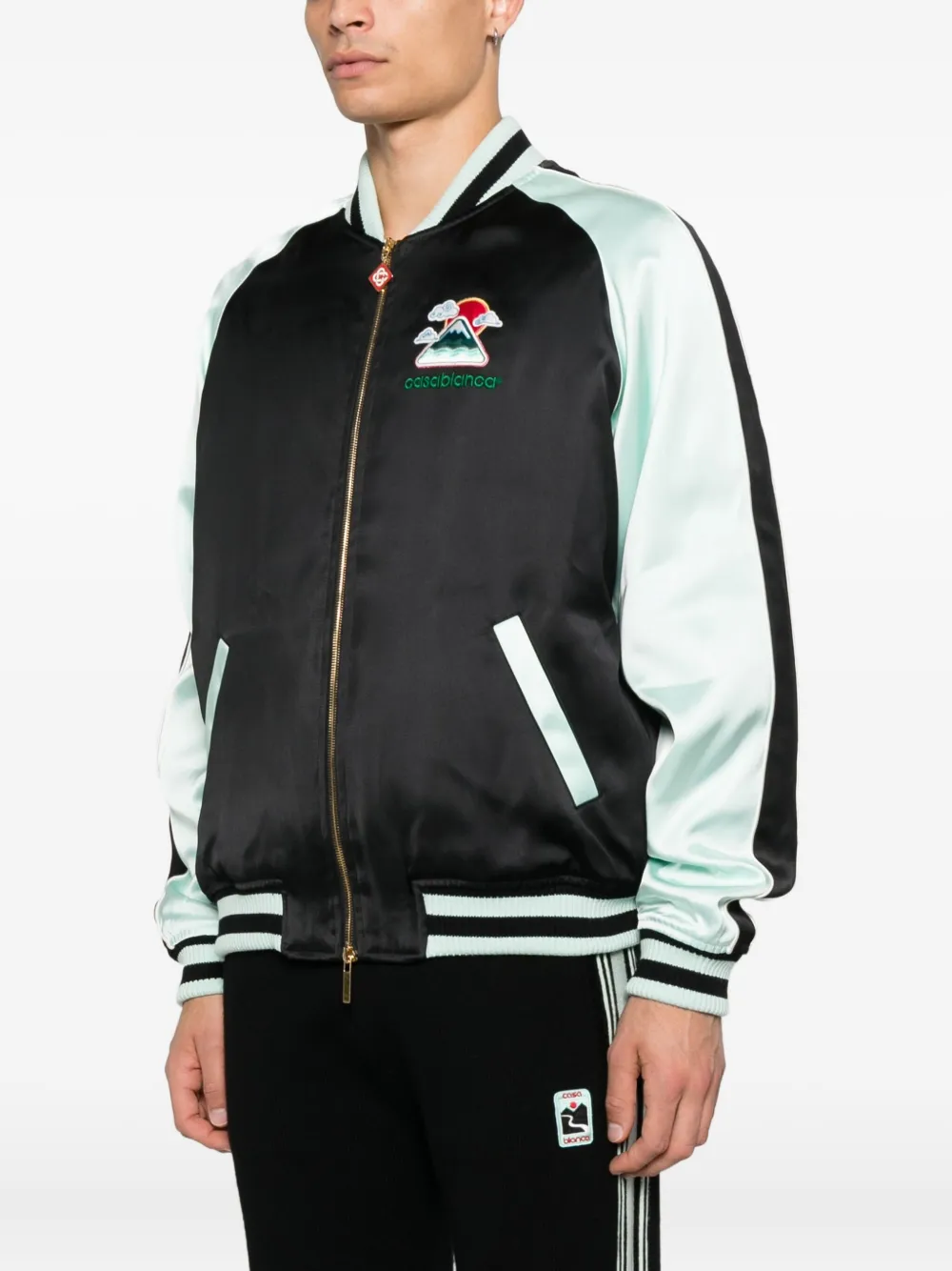 Casablanca embroidered-logo bomber jacket Zwart