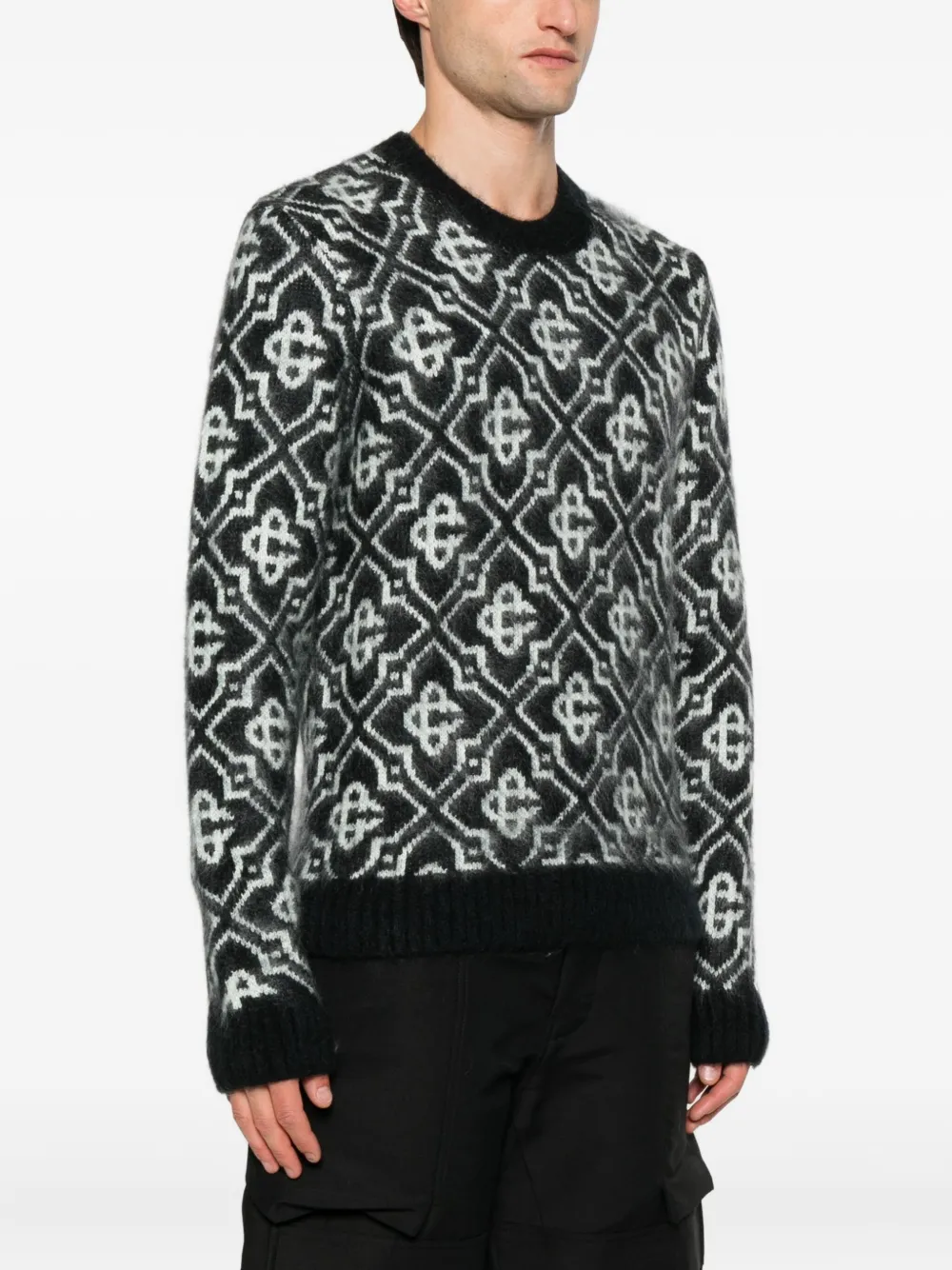 Casablanca monogram-pattern knitted sweater Zwart