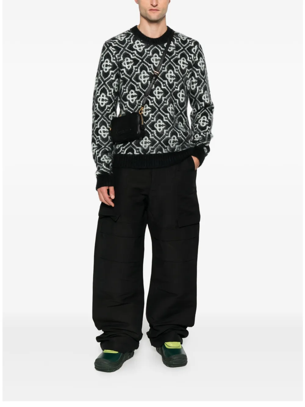 Casablanca monogram-pattern knitted sweater Zwart