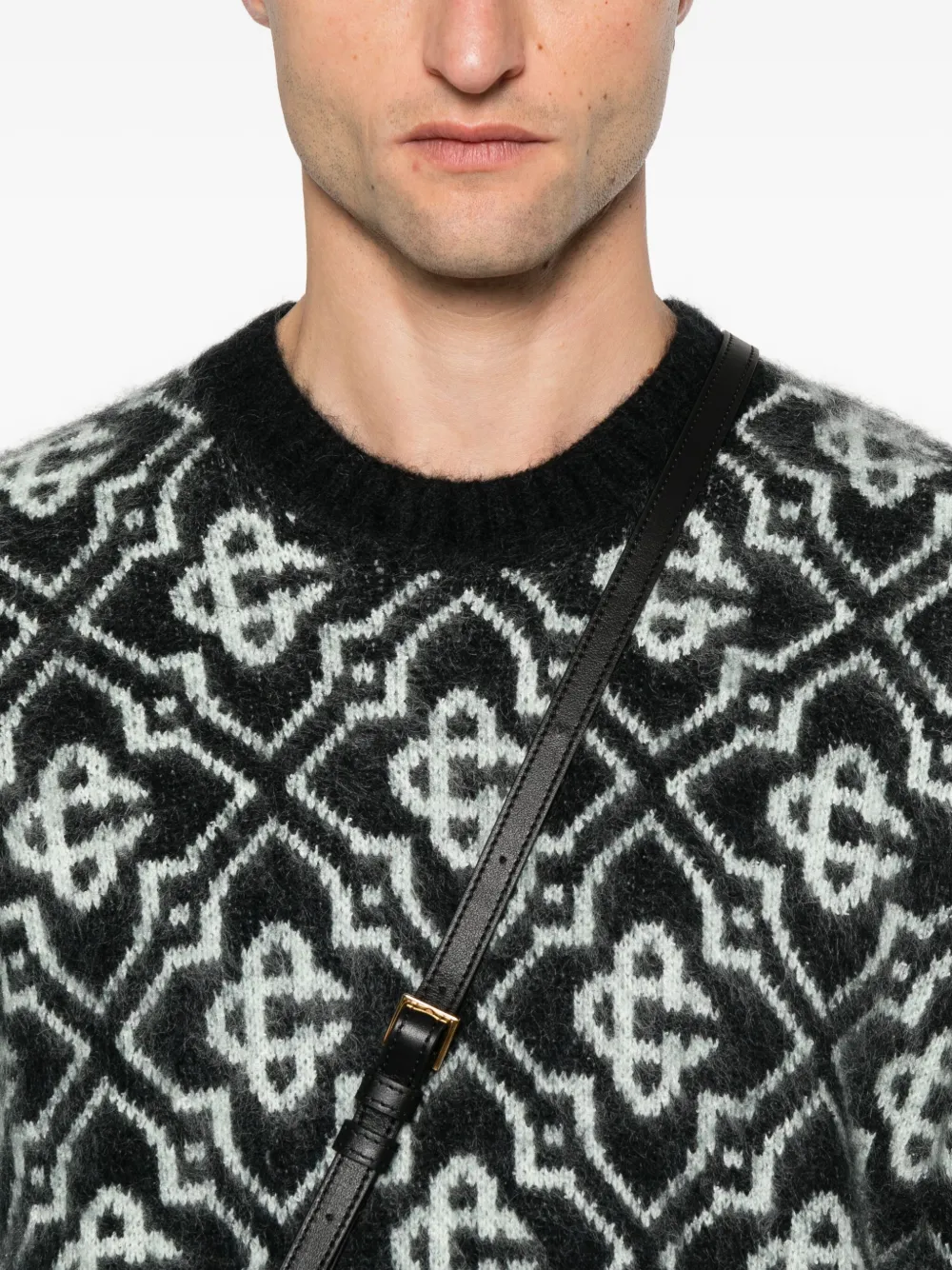 Casablanca monogram-pattern knitted sweater Zwart