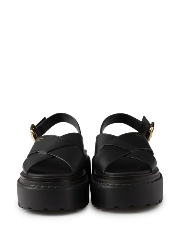 サンダル・ミュール PRADA Women Sandals 1X925NF0557V6 F0002 Black Black Leather crisscross sandals | PRADA