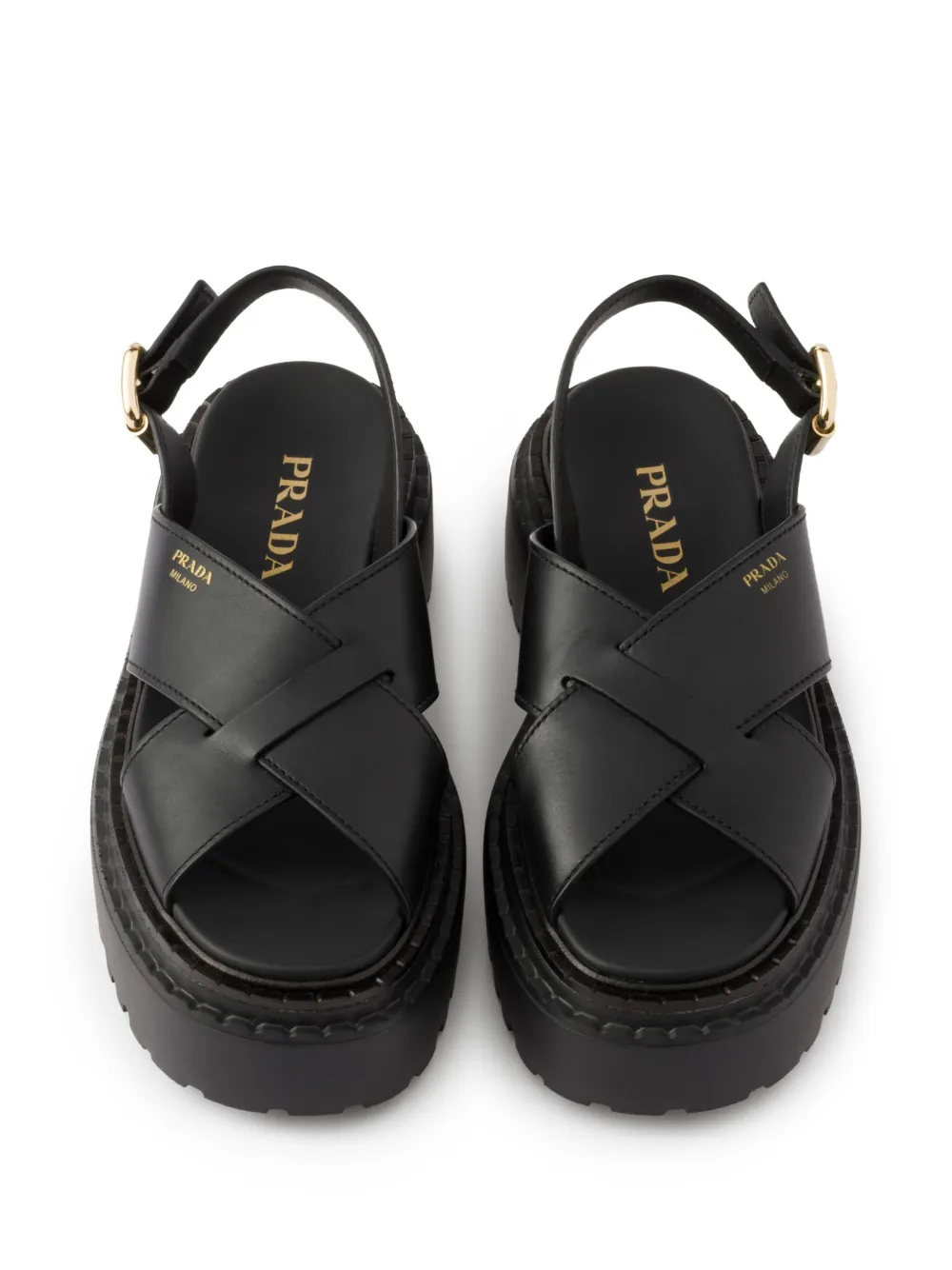 Prada Leren sandalen Zwart