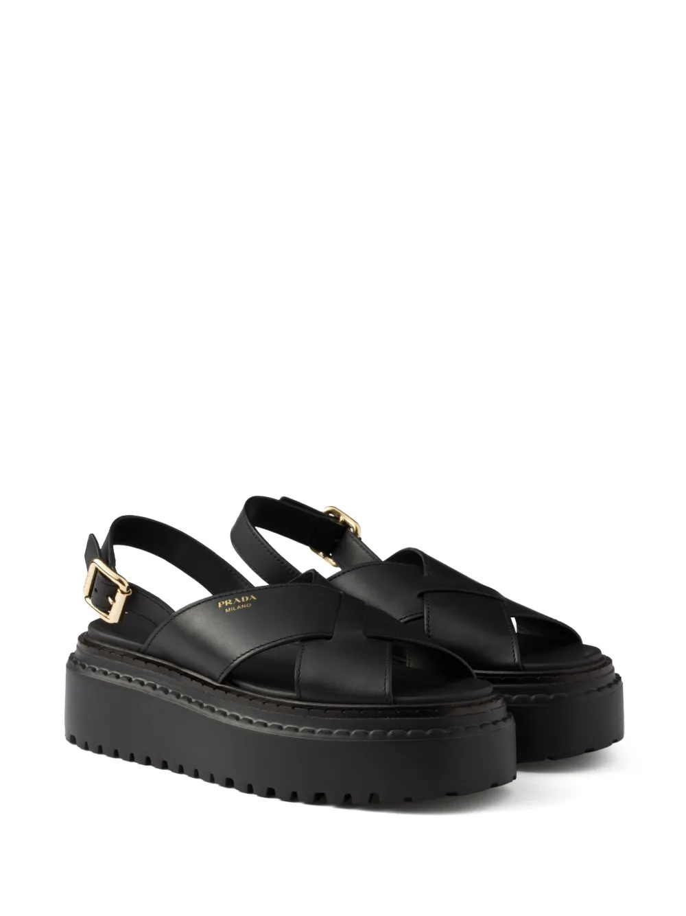 Prada Leren sandalen Zwart