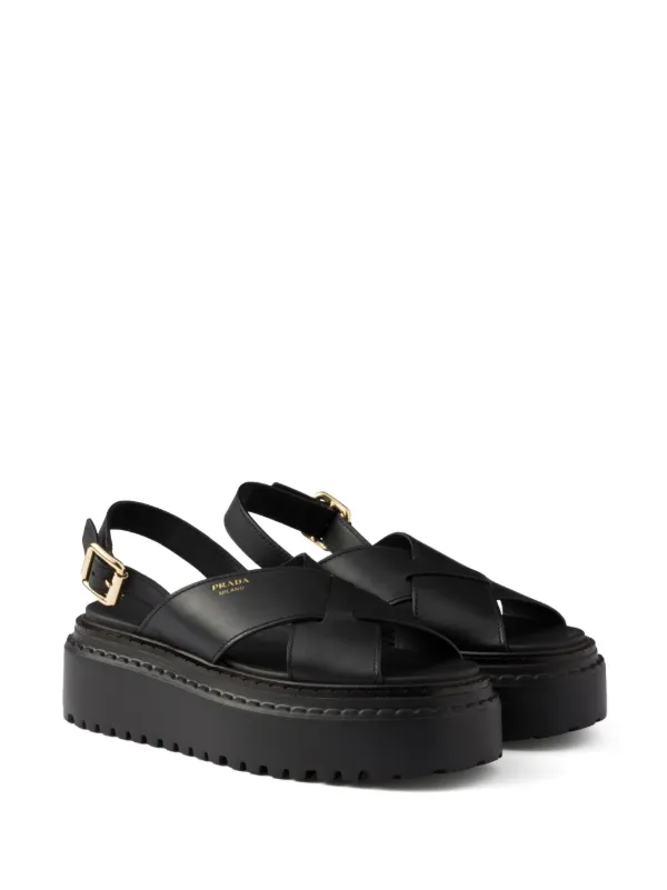 サンダル・ミュール PRADA Women Sandals 1X923N7V6F0002 F 055 Black Prada Leather Sandals | Black | FARFETCH