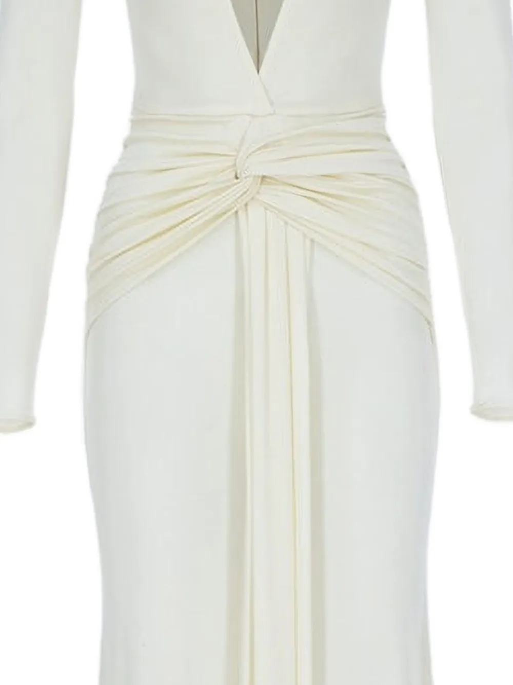 The New Arrivals Ilkyaz Ozel knot-detail long-sleeve maxi dress - Wit