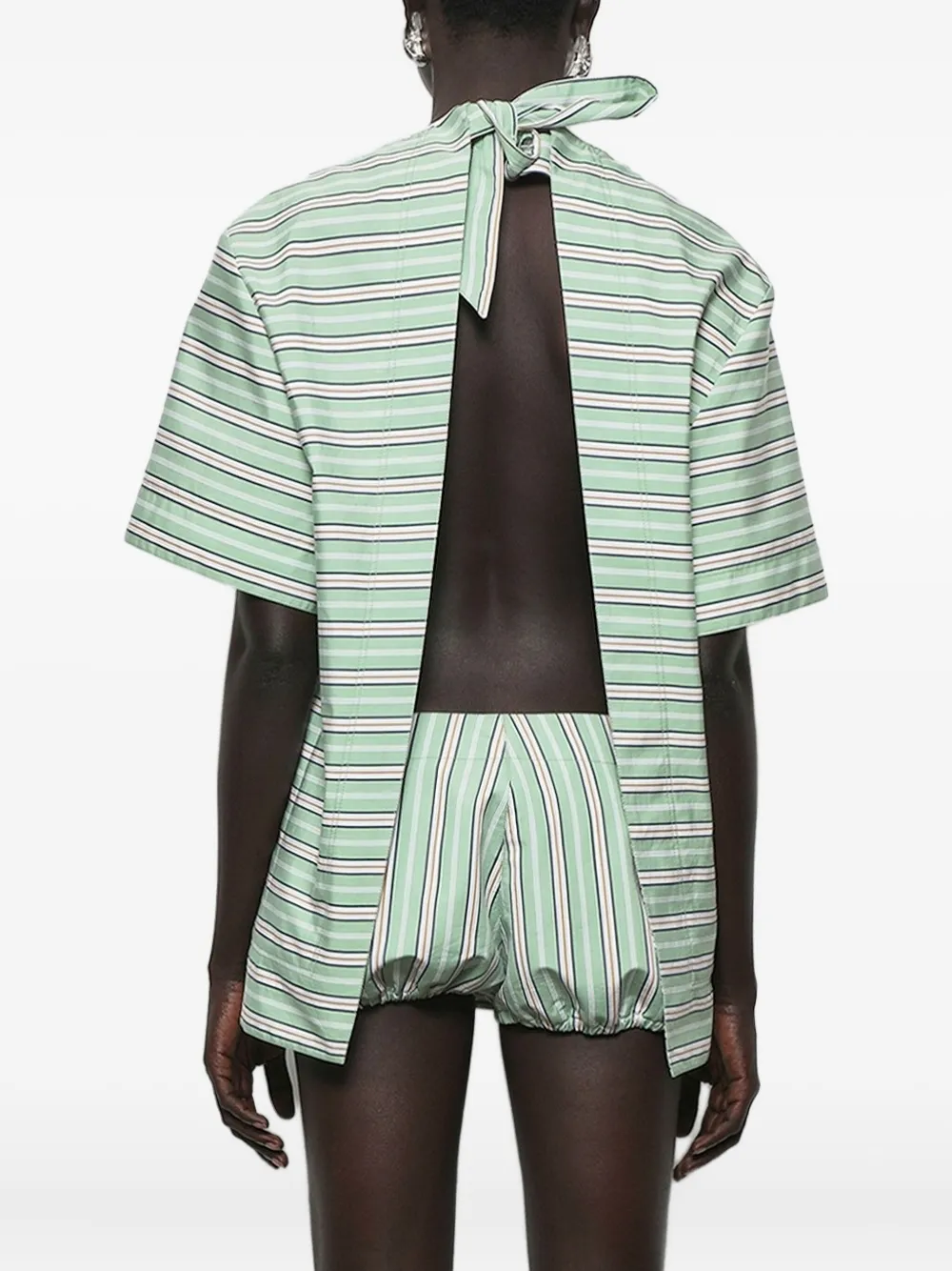 Rabanne Patterned Cotton Top In Green