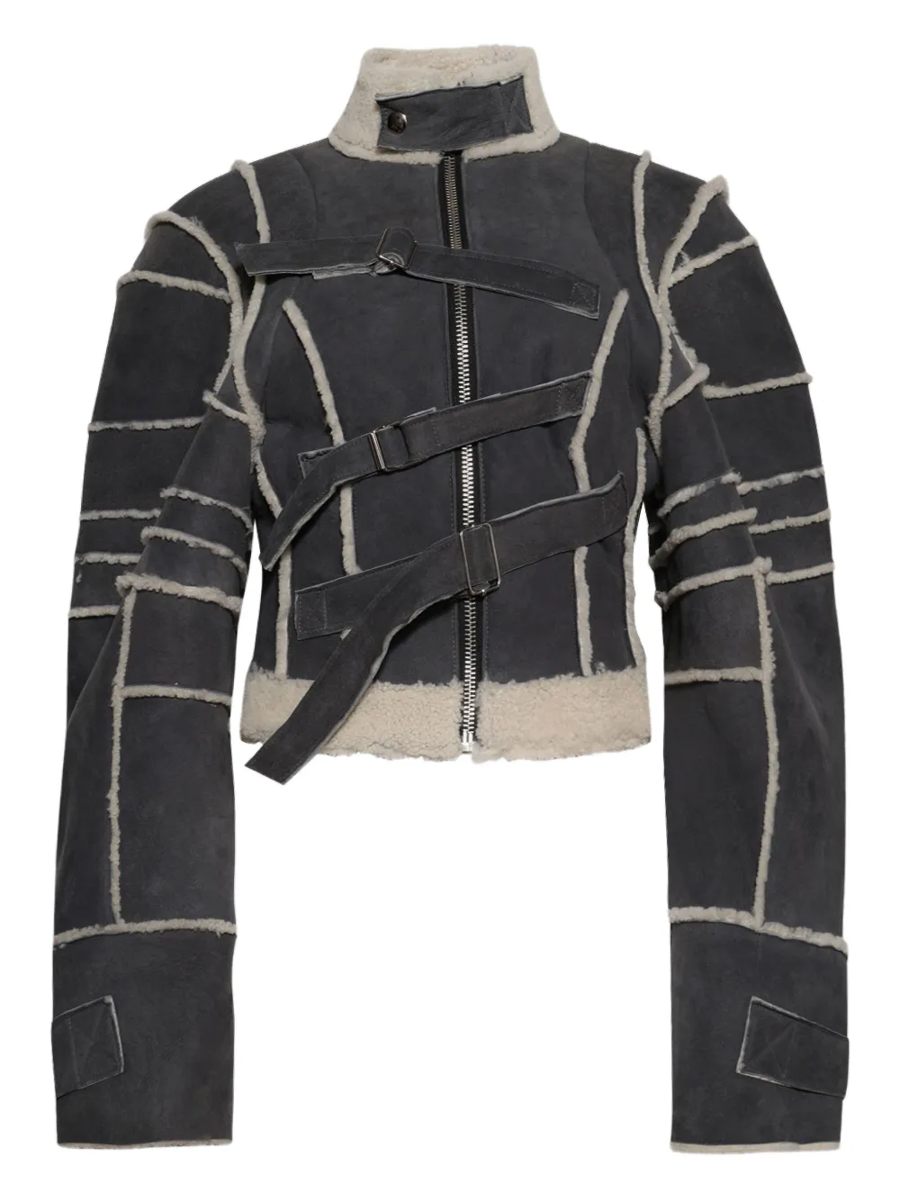 Natasha Zinko strapped shearling jacket Grijs