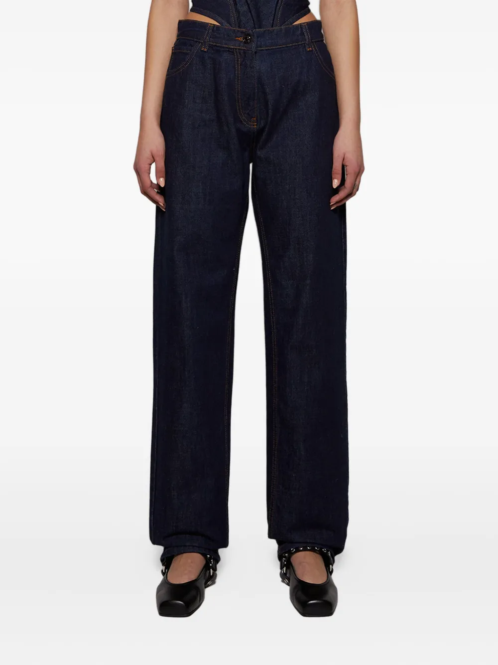 Magda Butrym logo-patch jeans Blauw