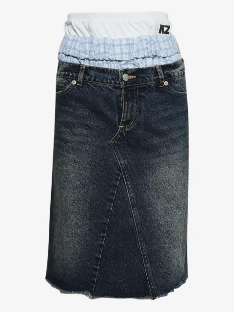 Natasha Zinko Ausgefranster Jeansrock mit Taille
