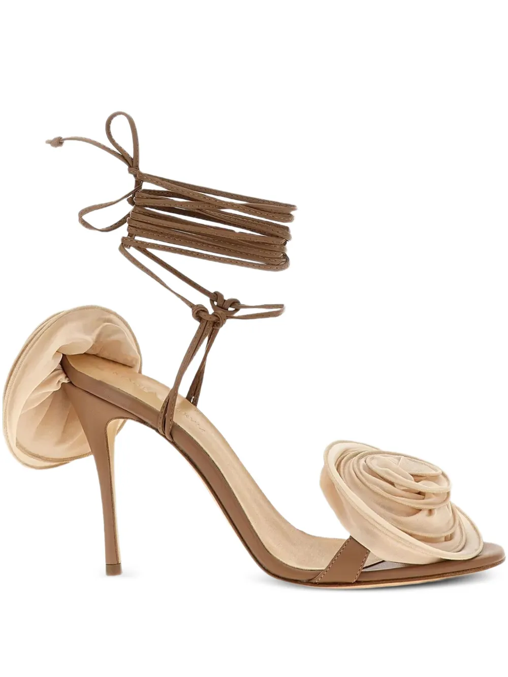 Magda Butrym 90mm rose-detail lace-up sandals Neutrals