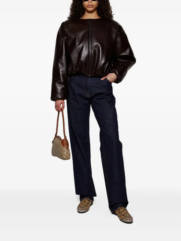 Magda Butrym balloon-sleeve Bomber Jacket Brown FARFETCH PT
