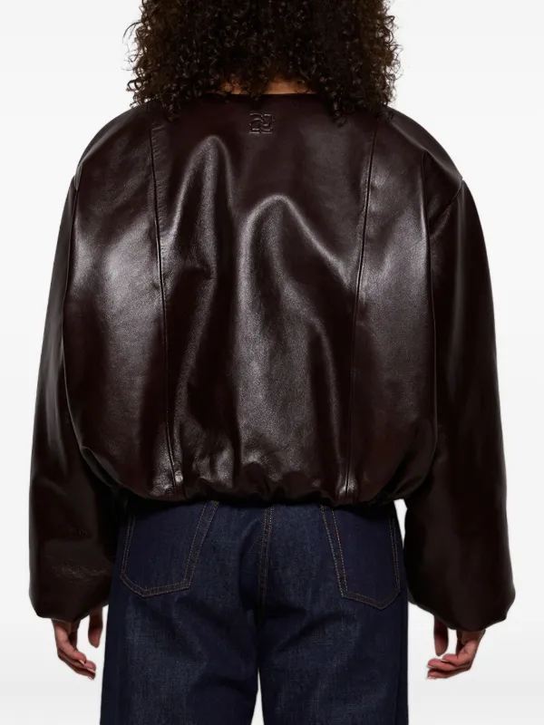 Magda Butrym balloon-sleeve Bomber Jacket Brown FARFETCH AE