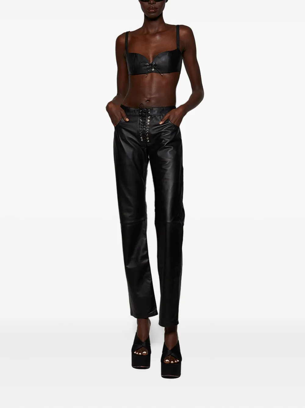 Ludovic de Saint Sernin Steve leather trousers Zwart