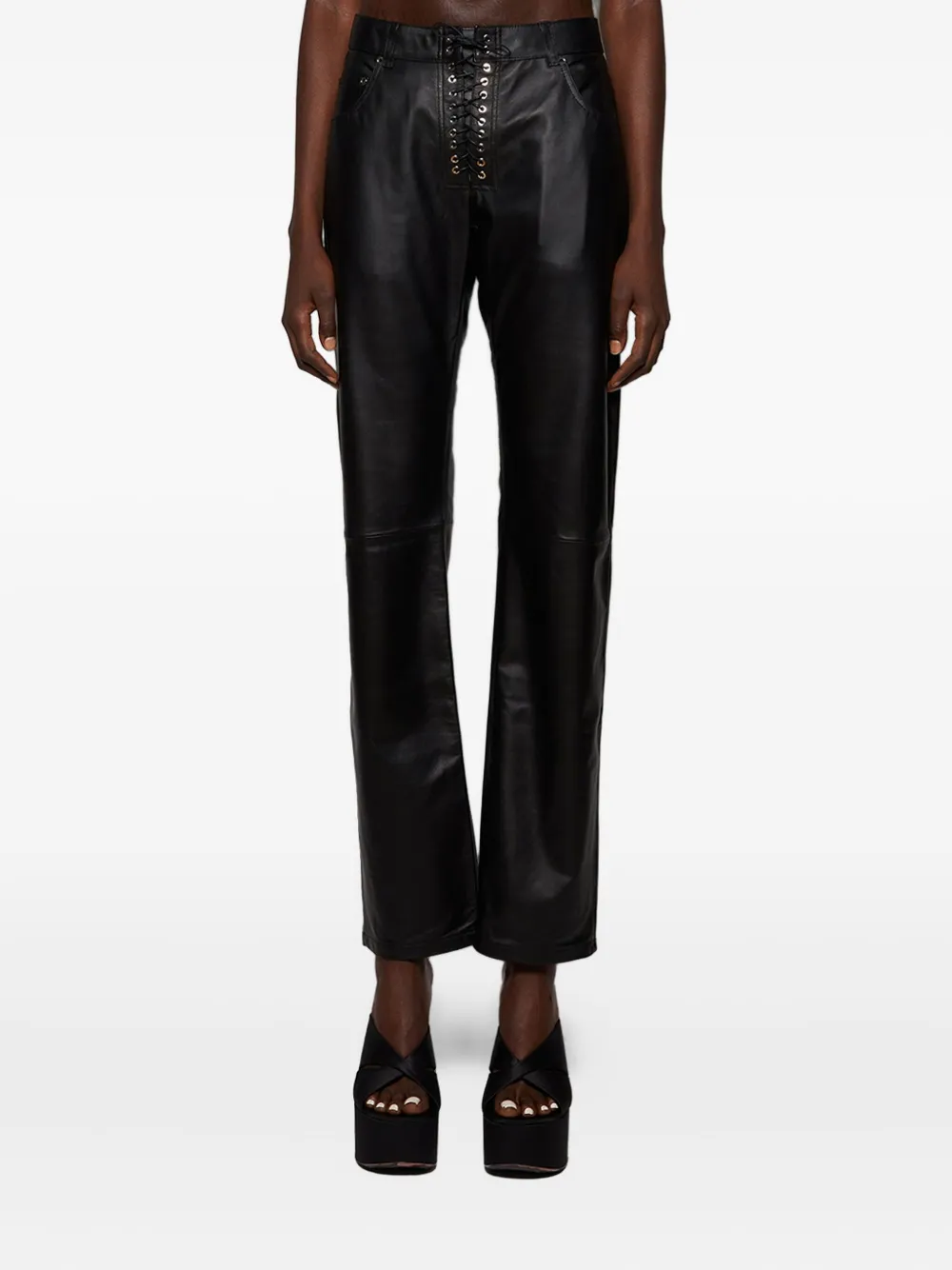 Ludovic de Saint Sernin Steve leather trousers Zwart