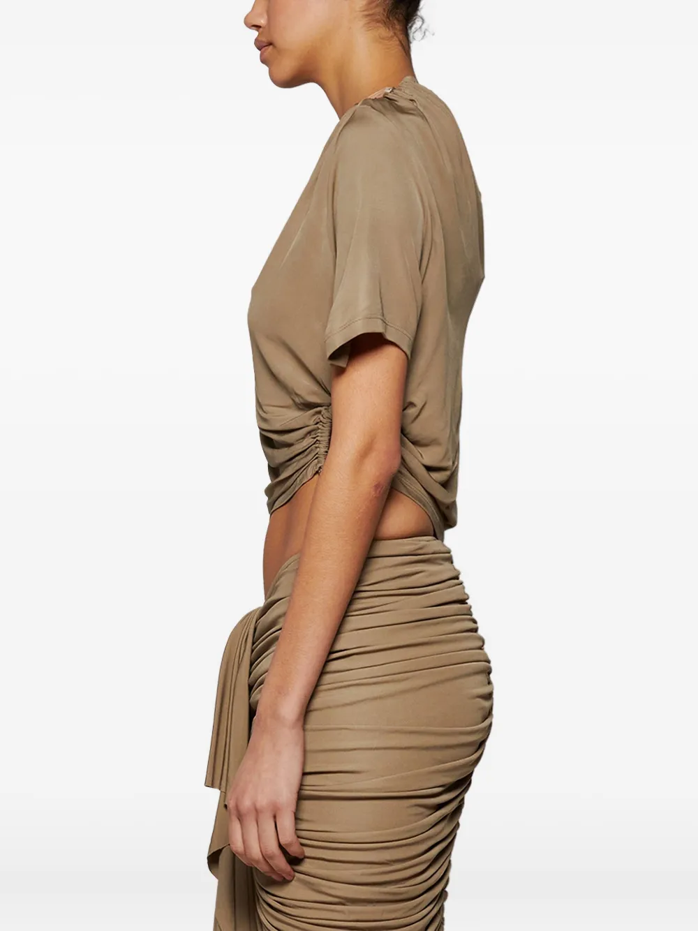 Christopher Esber ruched ring-detail tee Beige