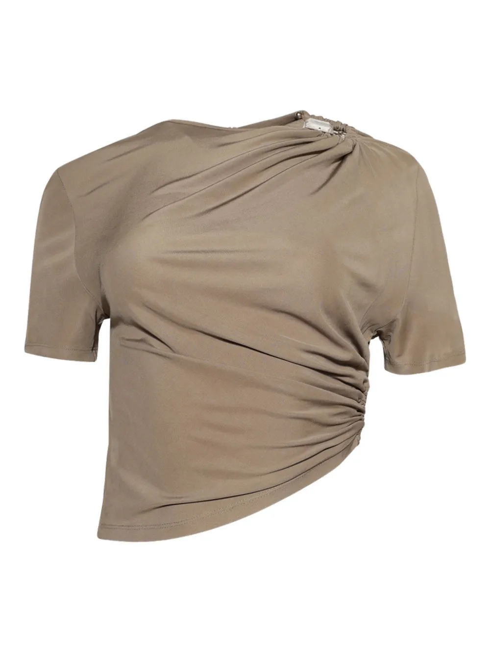 Christopher Esber ruched ring-detail tee Beige