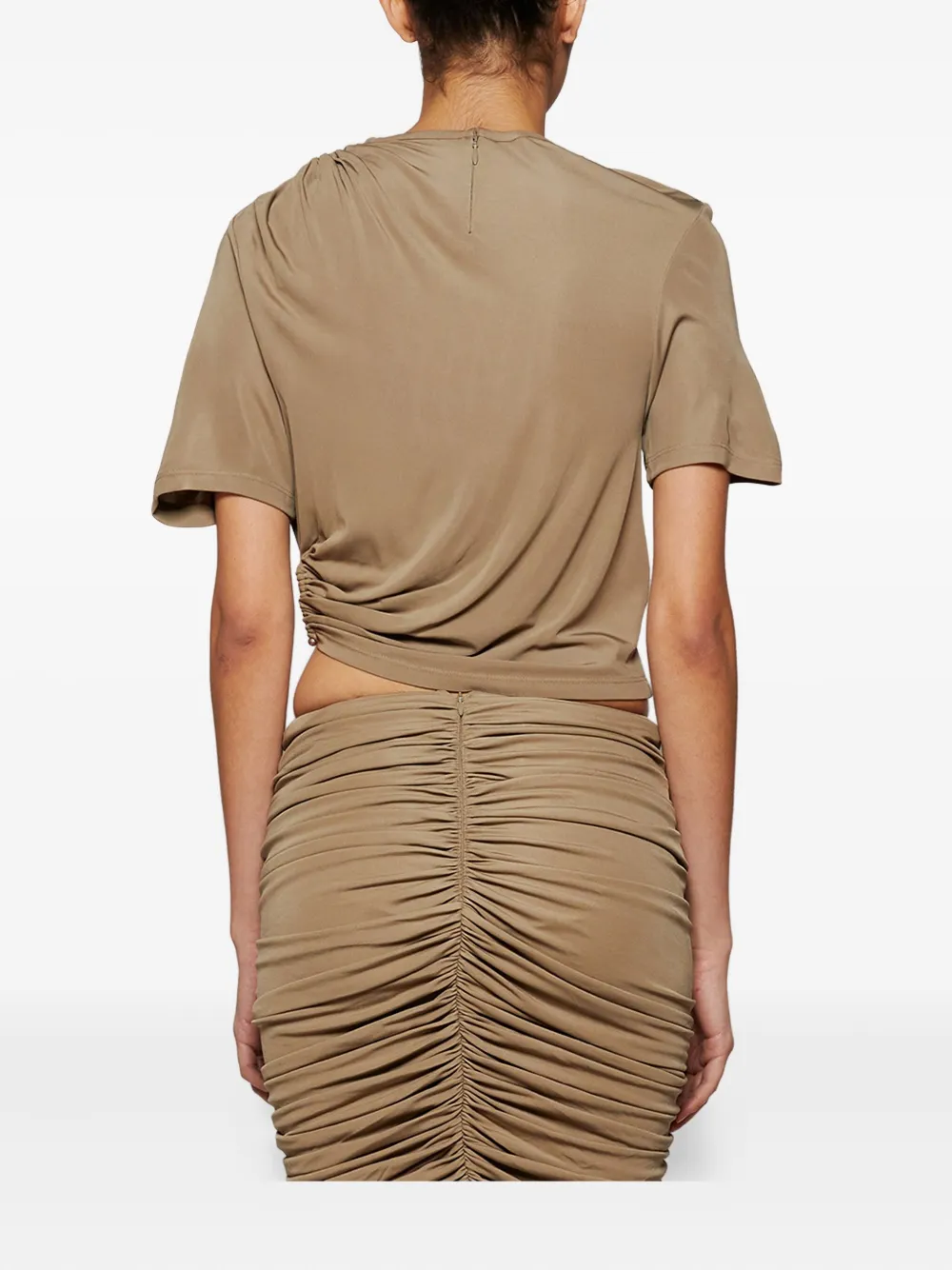 Christopher Esber ruched ring-detail tee Beige