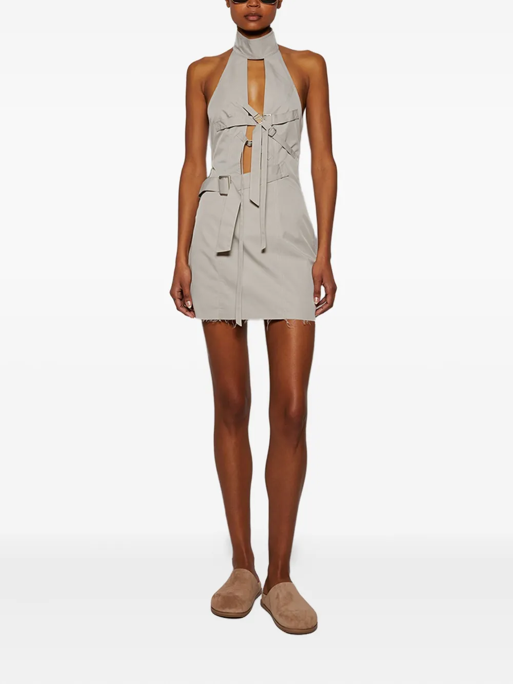 Natasha Zinko halterneck buckle-fastening dress Beige