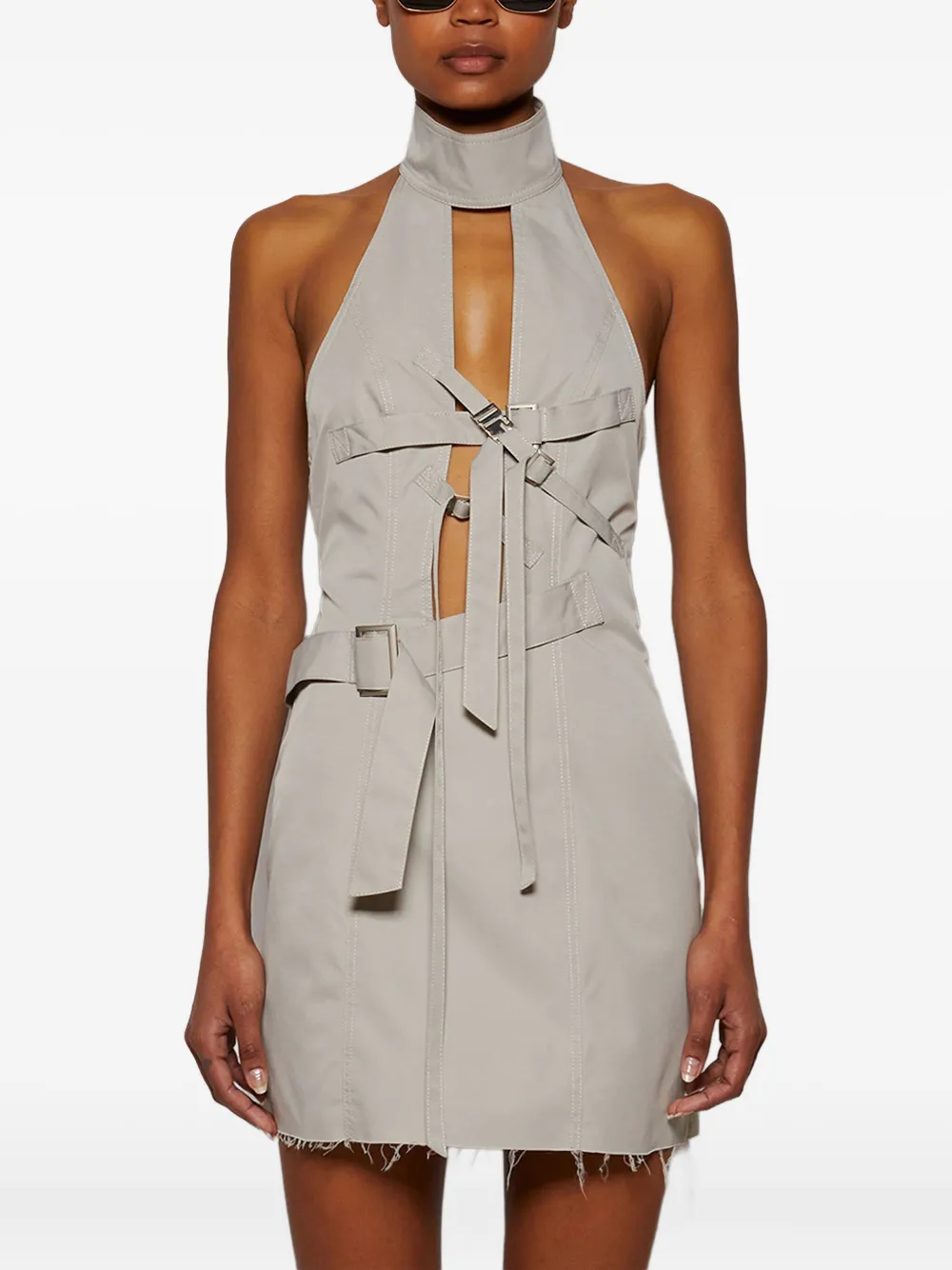 Natasha Zinko halterneck buckle-fastening dress - ニュートラル Natasha Zinko halterneck buckle-fastening dress - ニュートラル