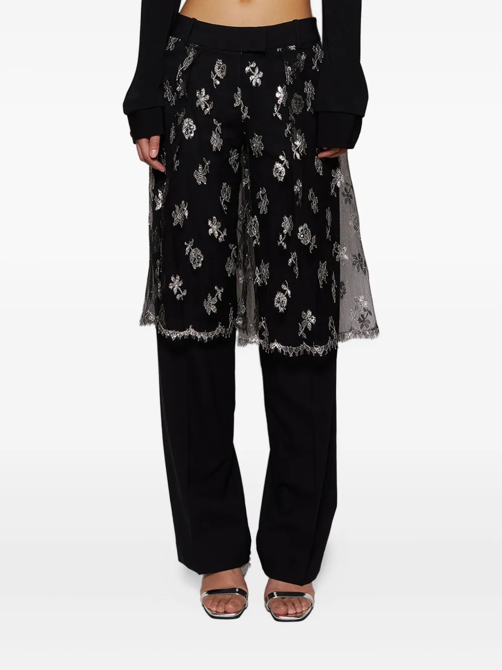 Christopher Esber floral-lace trousers Zwart