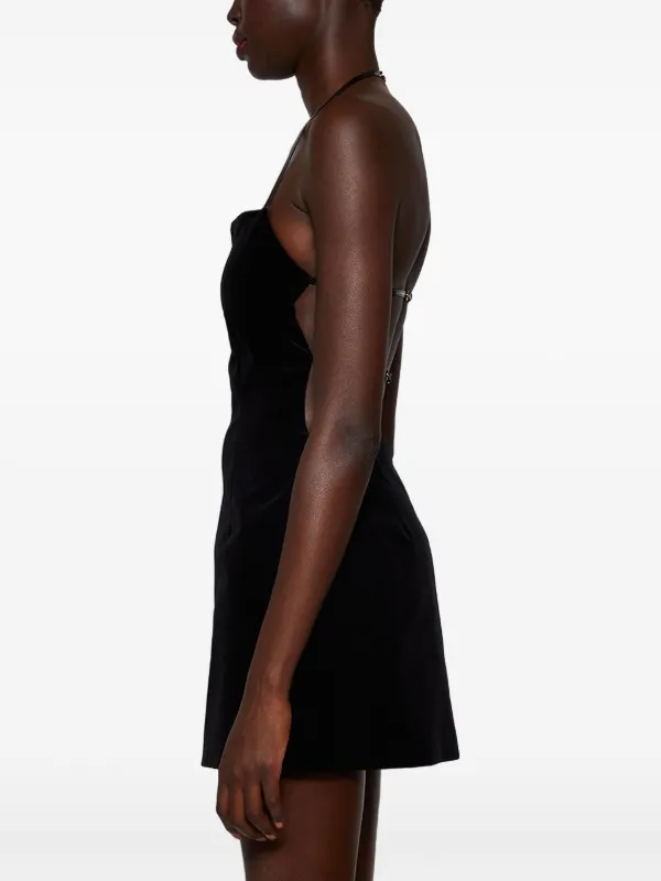 【MiuMiu】ベロアミニドレス Miu Miu Velvet Mini Dress | Black | FARFETCH