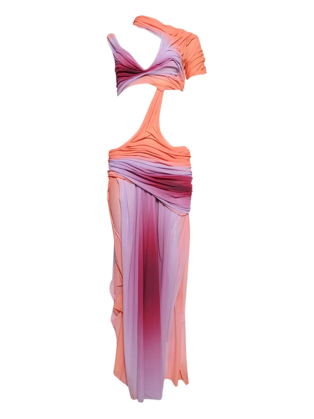 Wetlook gradient cut-out dress